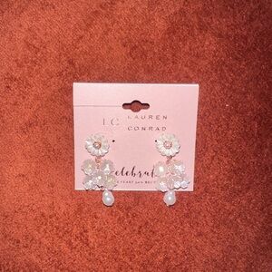 LC Lauren Conrad Floral Pearl Earrings - White